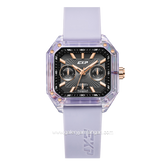 Expedition E 6840 MF Multifunction Purple Rosegold Dial Black Rubber Strap